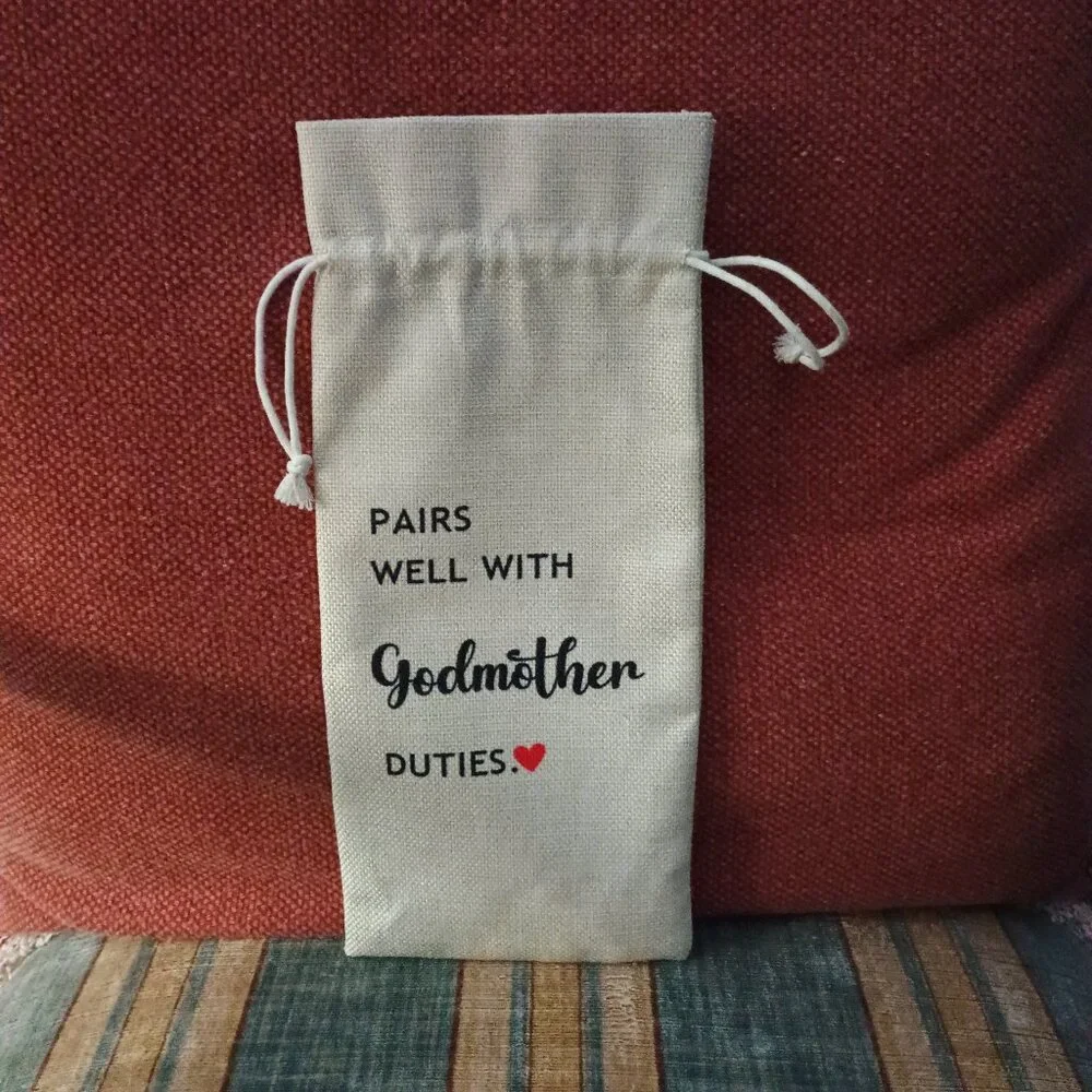Burlap Wine Bag for Godmother